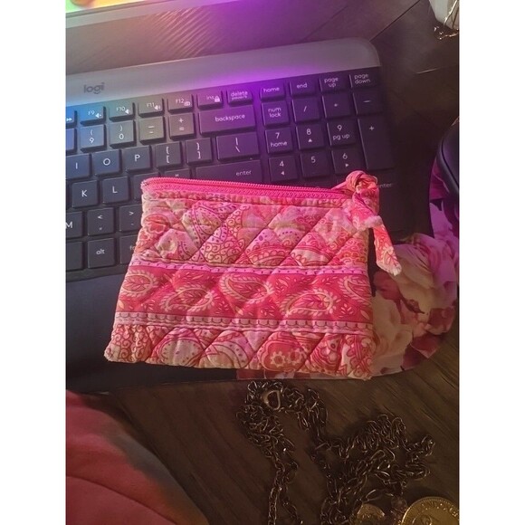 Rare Vera Bradley retired print 90s sherbert pink orange quilted coin purse - Picture 1 of 4